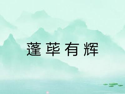 蓬荜有辉