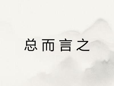 总而言之