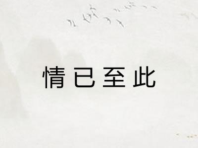 情已至此