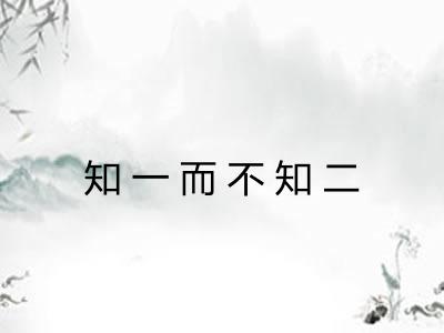 知一而不知二